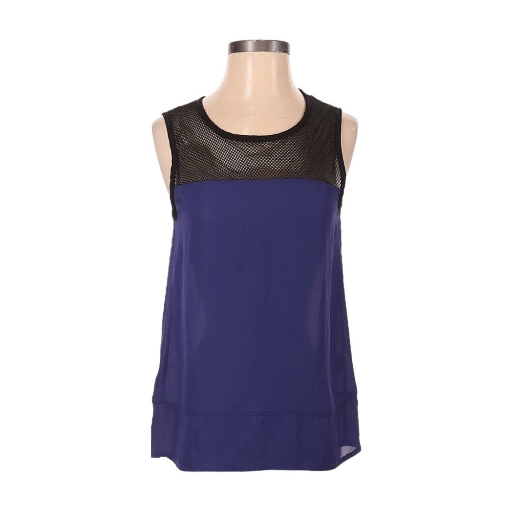 Barneys New York Mesh Illusion Colorblock Tank Top Blouse Size XS Sheer